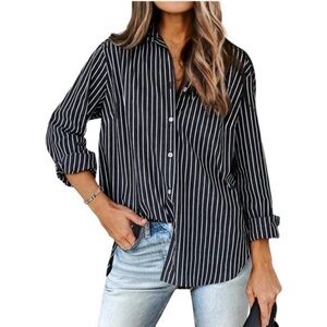 Dark Blue Striped Women's Top